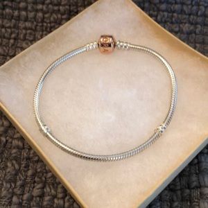 Sterling Silver Bracelet with Rose Gold Clasp